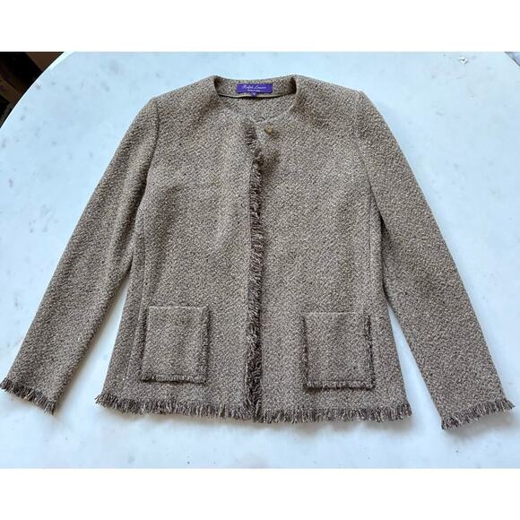 Ralph Lauren Purple Label Cardigan Tweed Wool Cashmere Sweater Jacket Runway 10 - Picture 4 of 8